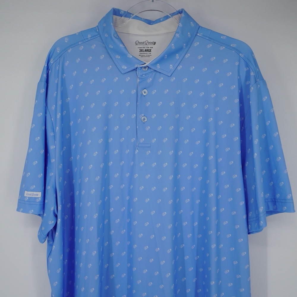 Good Good Fighting for Par Performance Men's Golf Polo Blue AOP 3XL Golfing